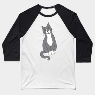 Grey Tuxedo Cat Sitting Pretty Baseball T-Shirt